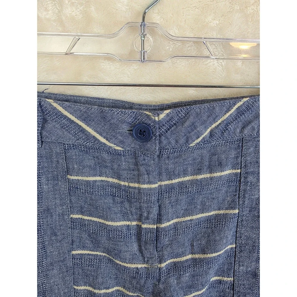 Ann Taylor LOFT‎ Blue Striped Linen Cotton Blend Shorts 368341